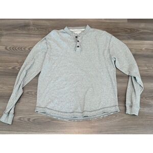 Carbon2Cobalt Mens XL Grey Cotton Long Sleeve Henley Shirt Heathered Ribbed